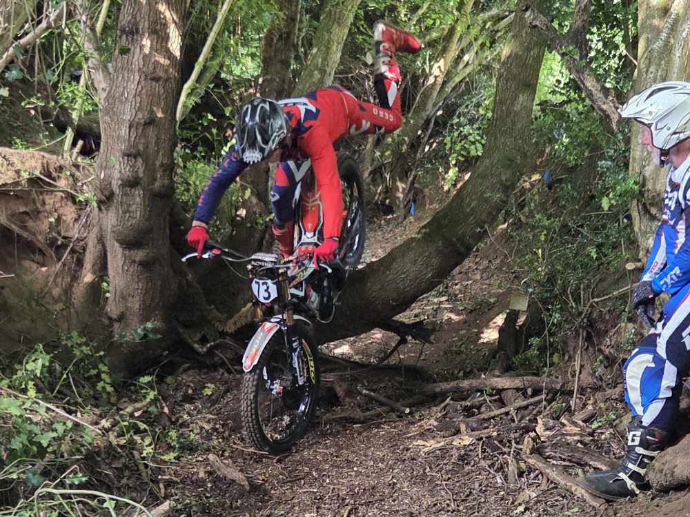 Kurt Brain performs ballet in atree on a bike at the Gunn Trophy needed 2-Days. Pic: Colin Jones